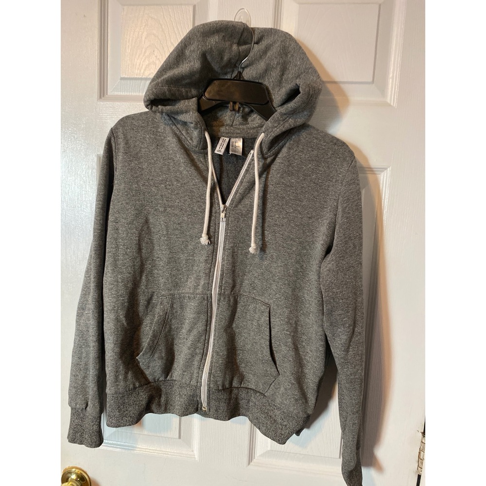 HM Divided Basic Zip Up Hoodie Heather Gray Fleece Sweatshirt Mens Medium